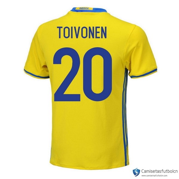 Camiseta Seleccion Sweden Primera equipo Toivonen 2018 Amarillo